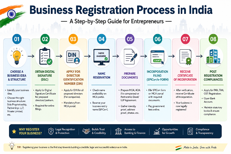 Business Registration Process in India: A Complete Step-by-Step Guide for Entrepreneurs (2026)
